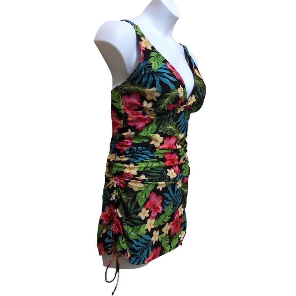 Simply Fit Tankini Swimsuit Top & Bottom Swimwear L Black Tropical Slimm… - Picture 4 of 12